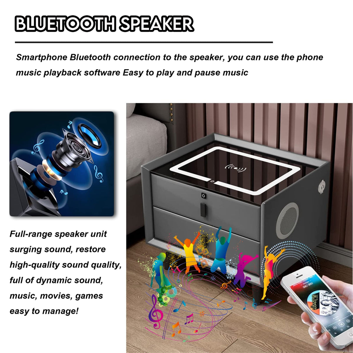 3-Color LED Nightstand with Wireless Charging Station and USB J2911