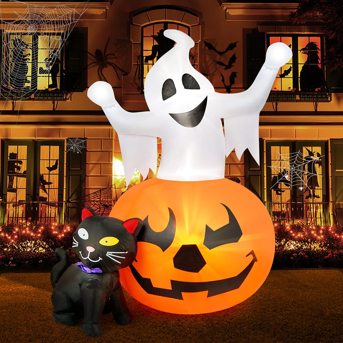 5 FT Halloween Inflatables Outdoor Ghost Pumpkin Black Cat Decor H139