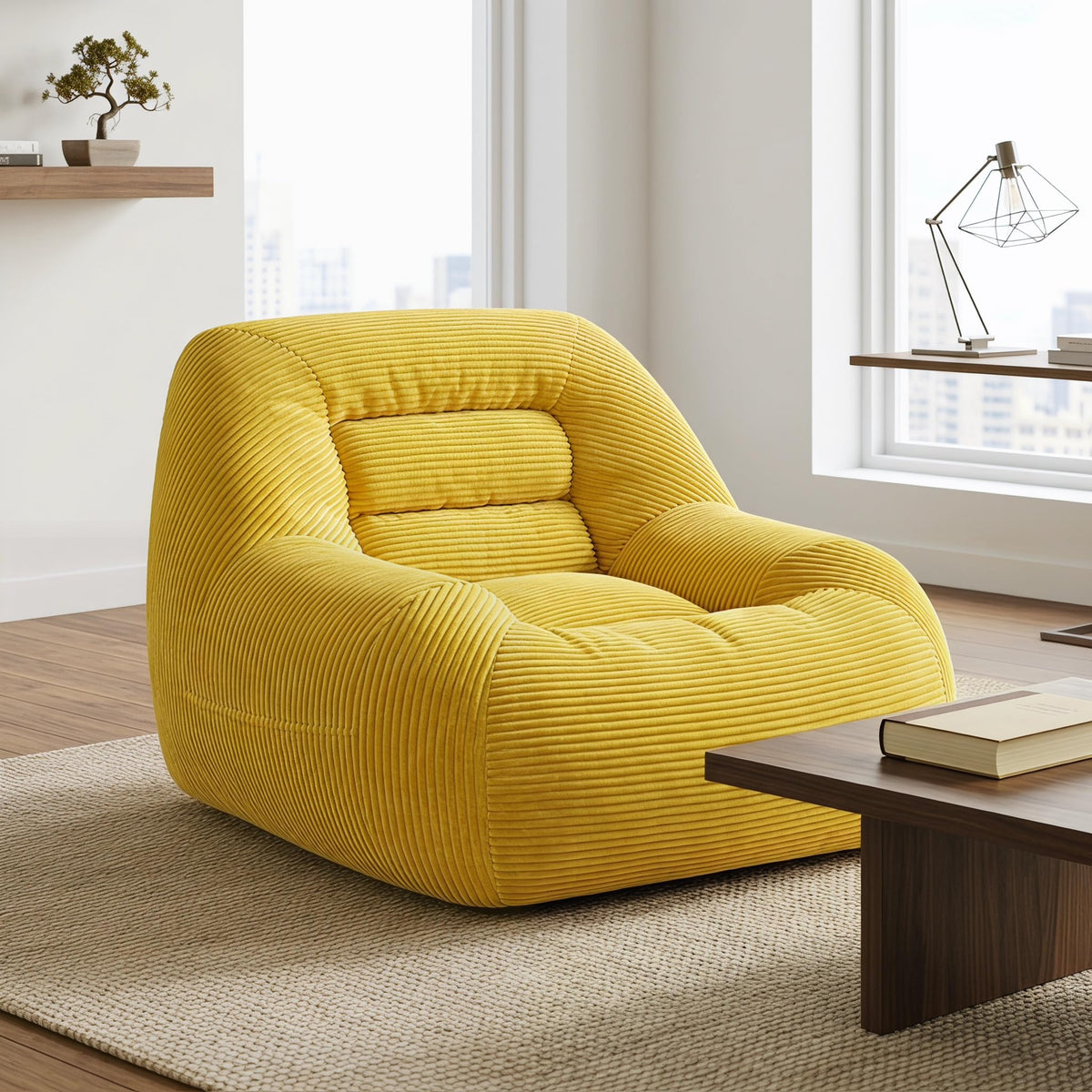 Oversized Corduroy Memory Foam Bean Bag Chair J733