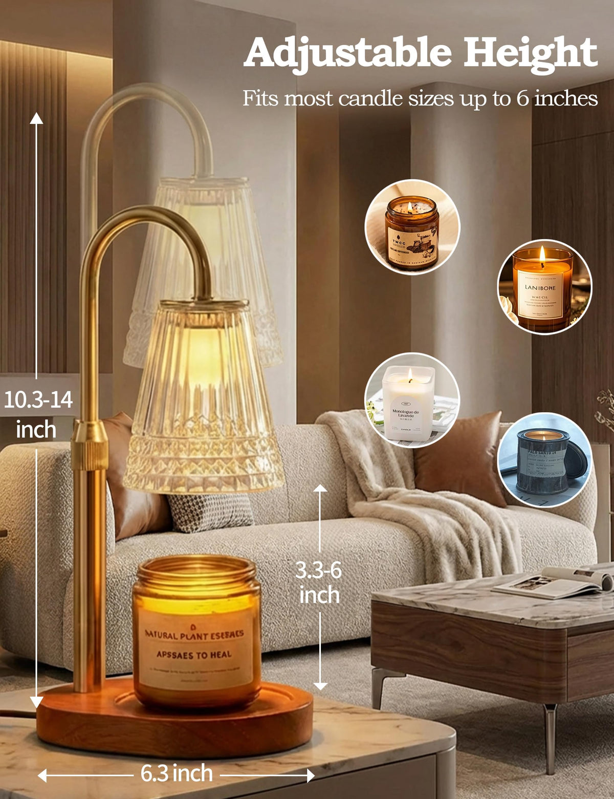 Dimmable Height Adjustable Candle Warmer Lamp with Timer X228