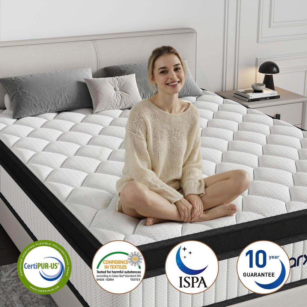 Full Size 12 Inch Hybrid Medium Firm Memory Foam Mattress I5217