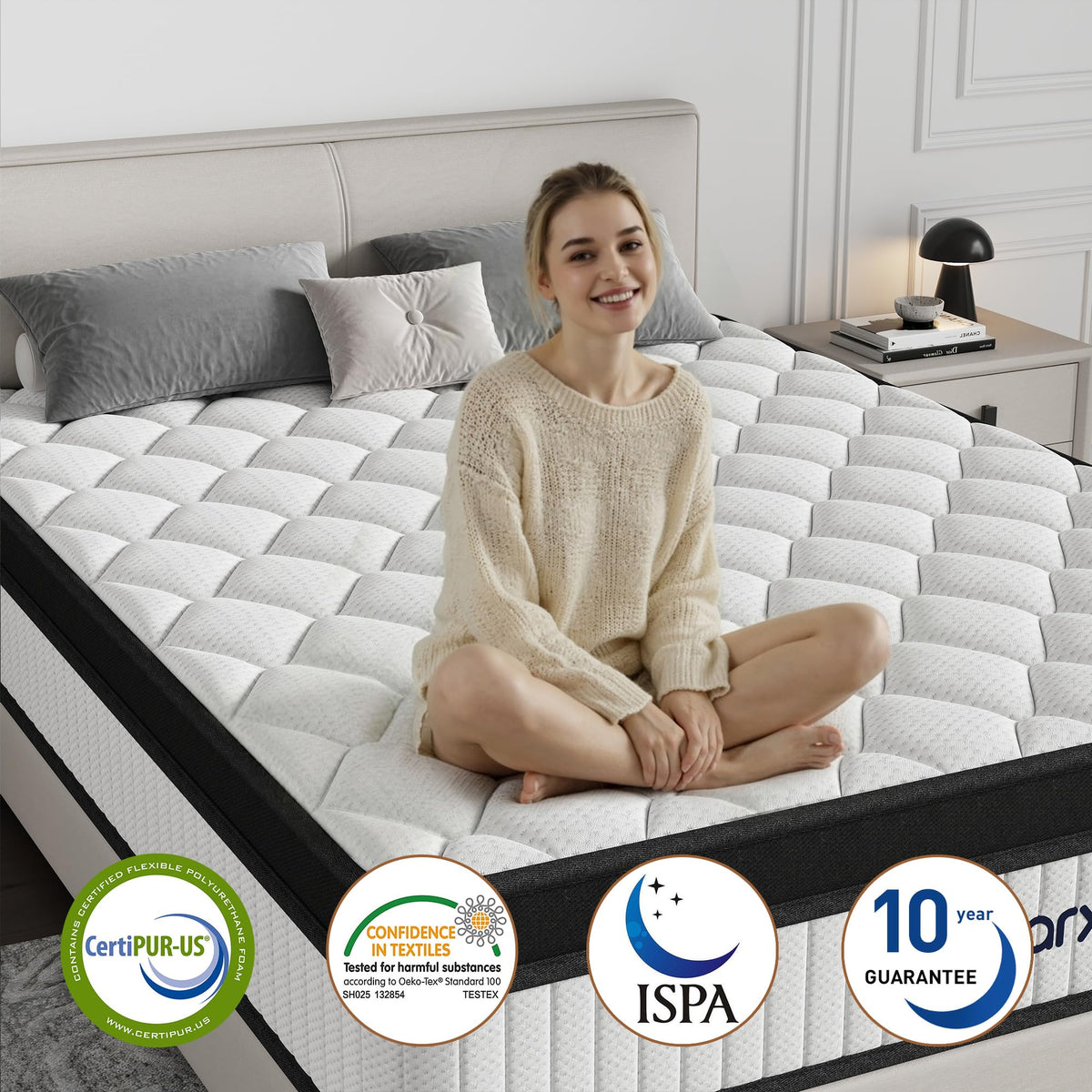 Full Size 12 Inch Hybrid Medium Firm Memory Foam Mattress I5217