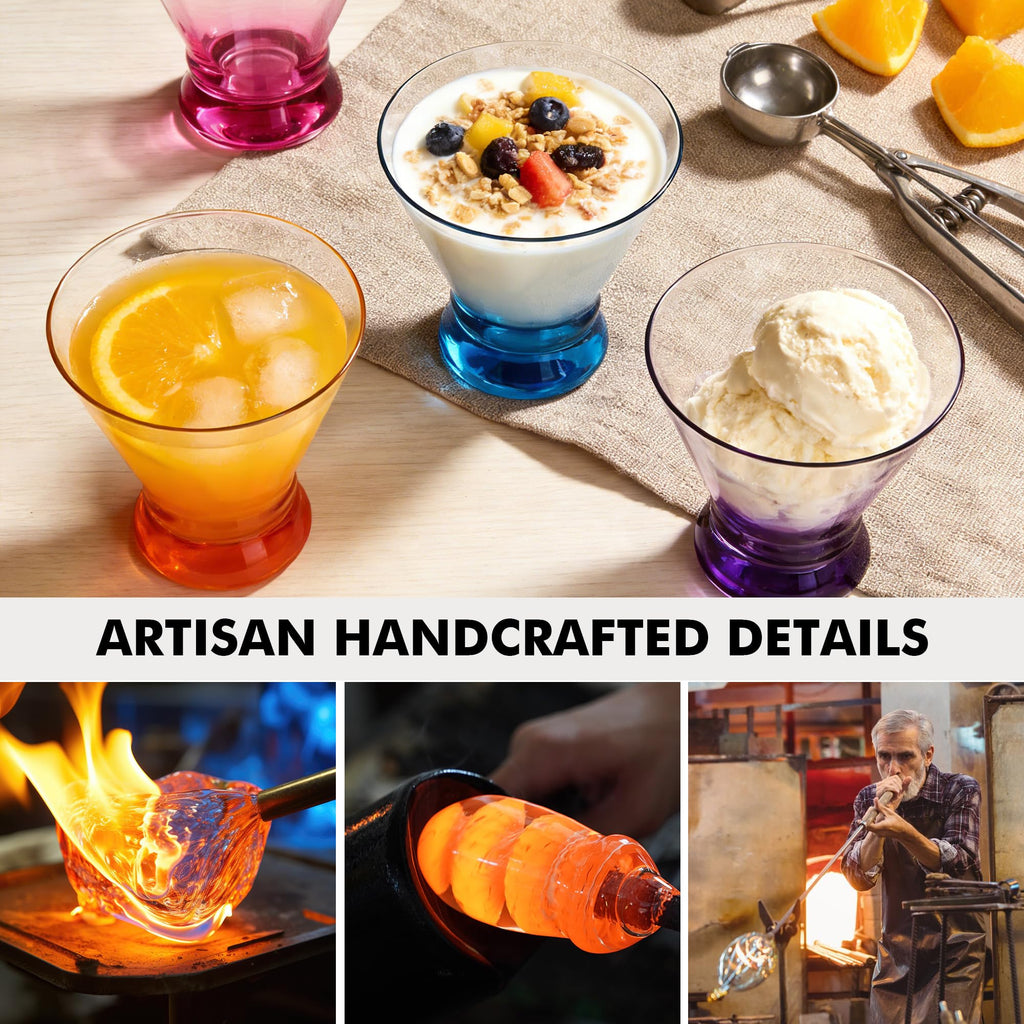 Multi Colored Stemless Martini Glasses Set of 6 R628