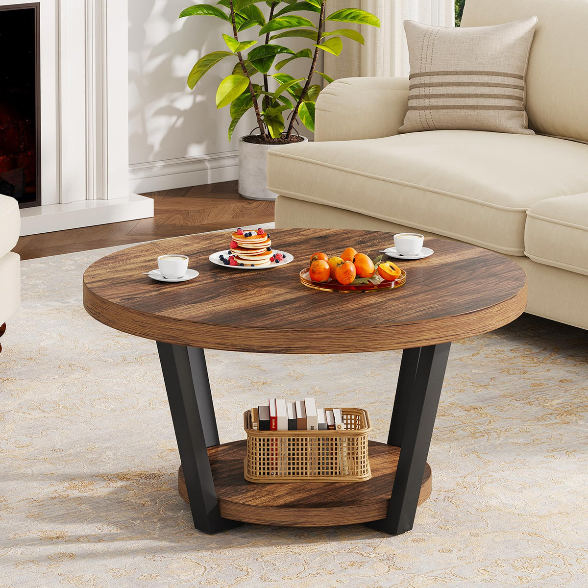 32'' Round Coffee Table with Storage J474473