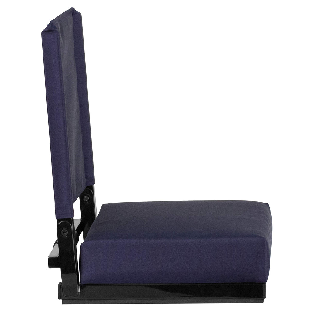 Portable Folding Padded Stadium Chair with Carrying Handle, Navy L8202