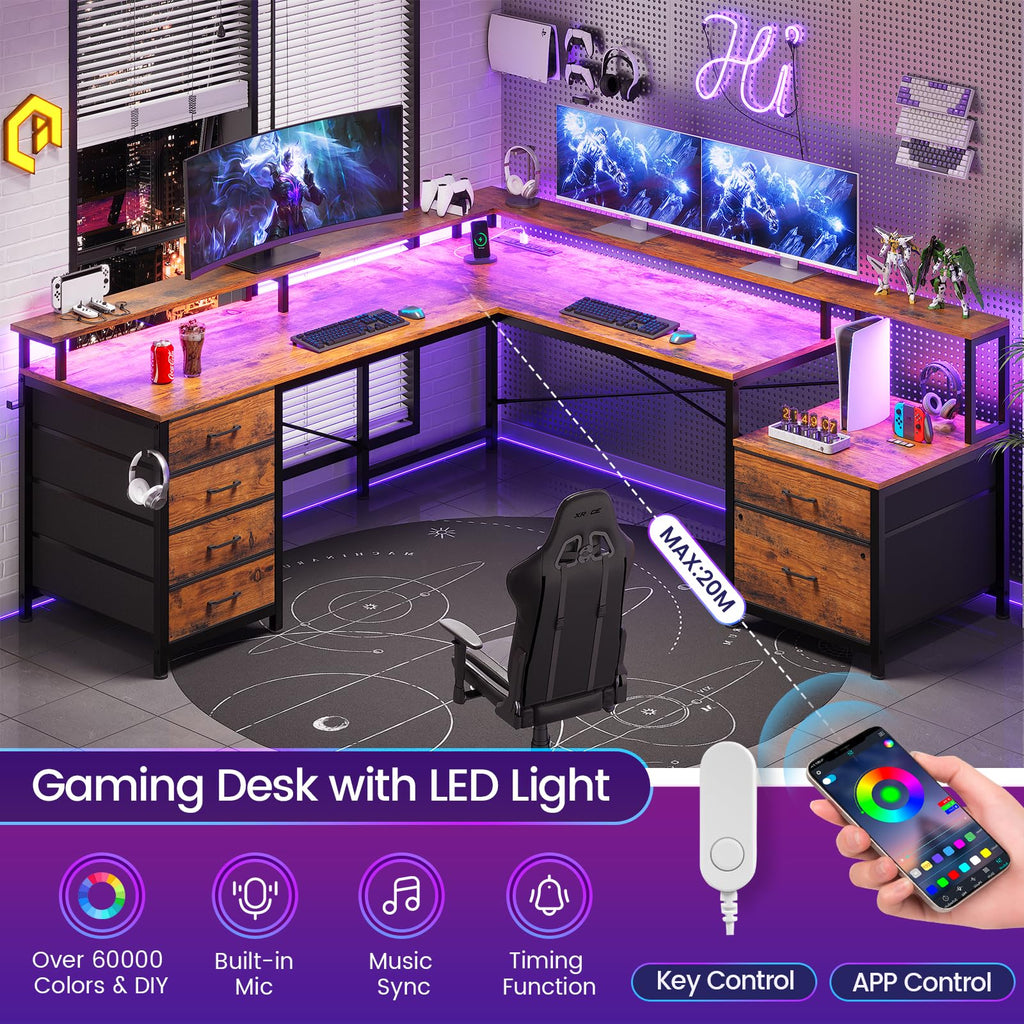 L Shaped Computer Desk with 6 Drawer A2517