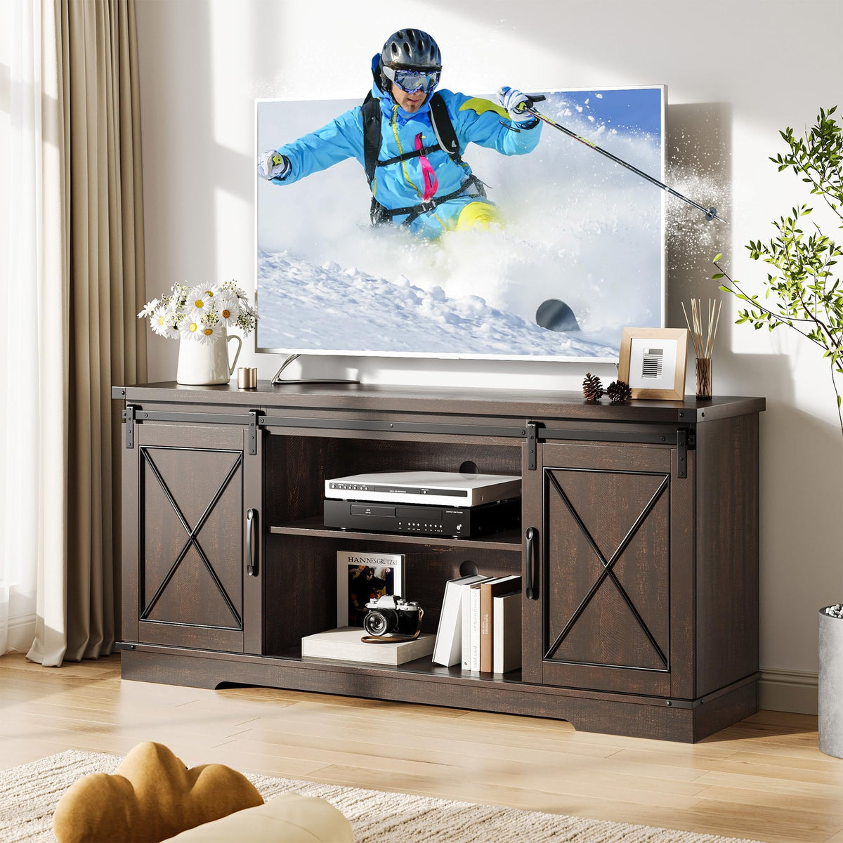 59" Brown Farmhouse TV Stand K53293