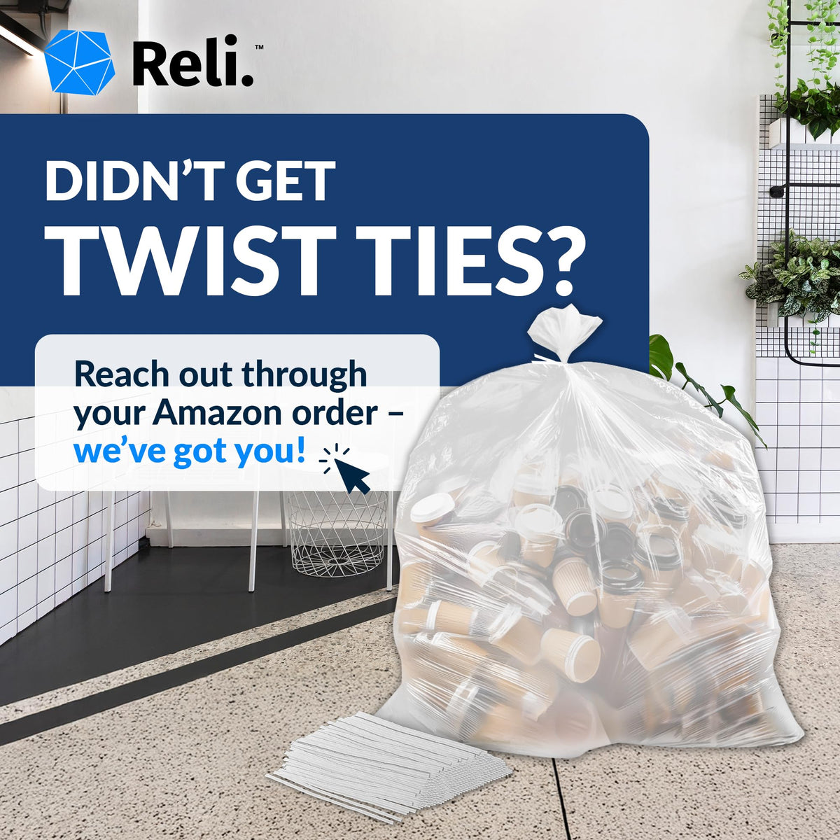 Clear Heavy Duty Trash Bags with Twist Ties 125 Count Z847