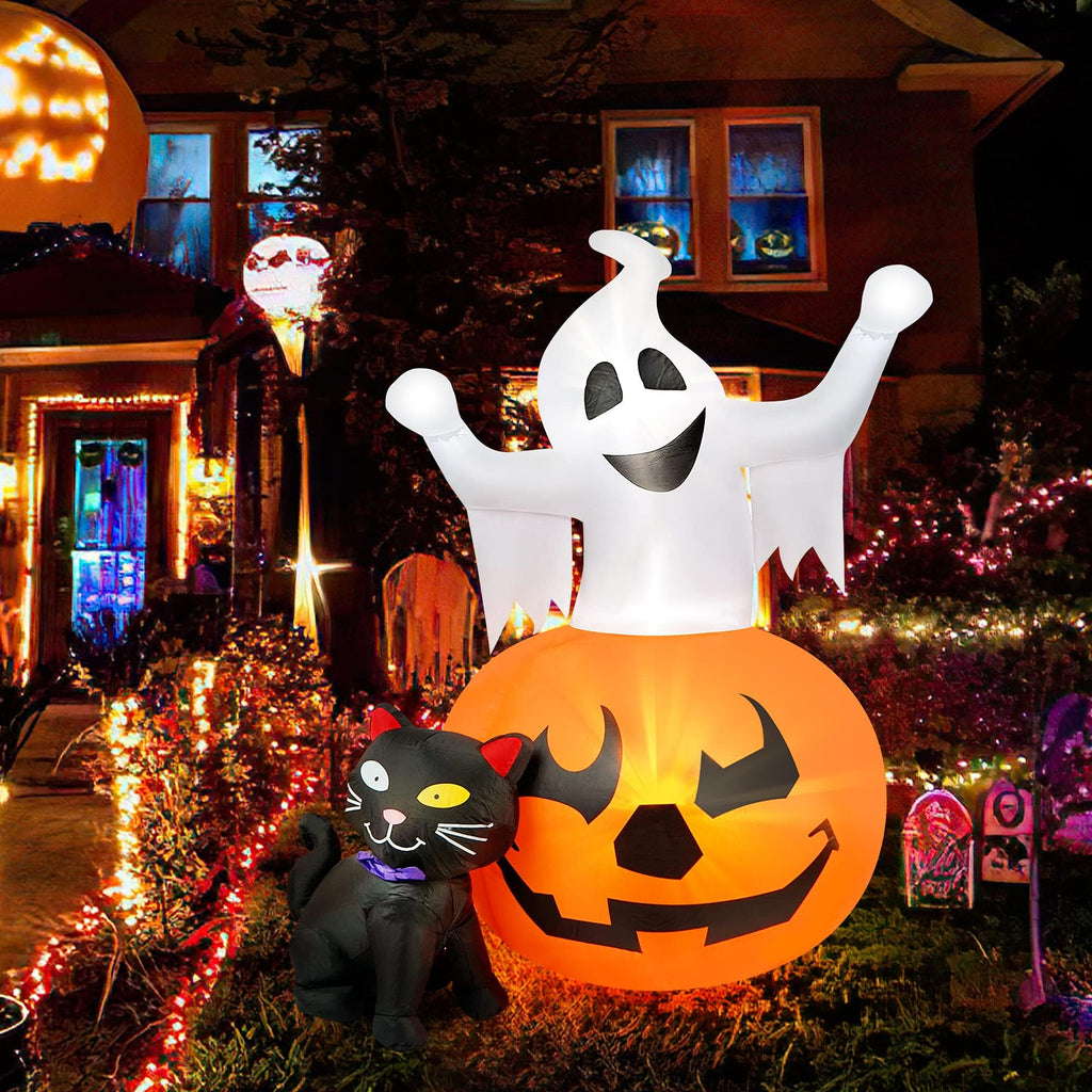 5 FT Halloween Inflatables Outdoor Ghost Pumpkin Black Cat Decor H139