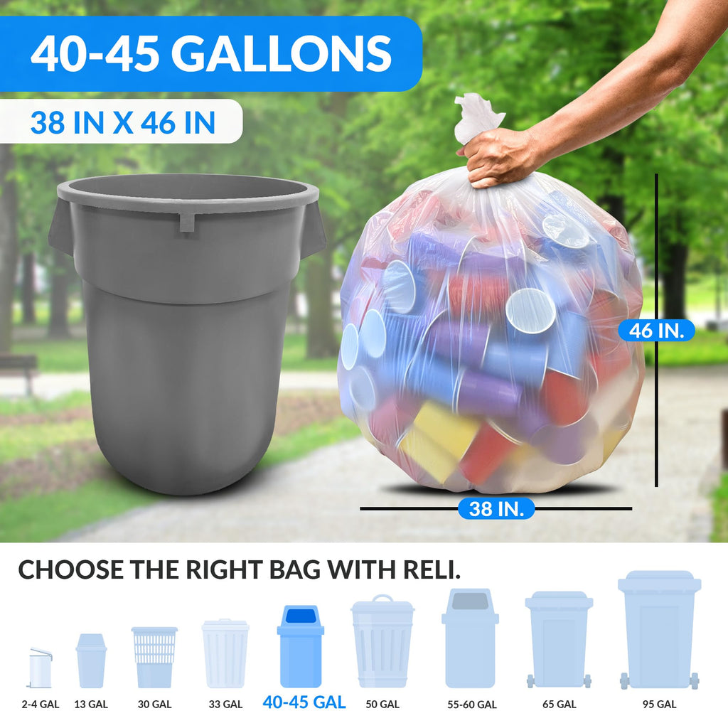 Clear Heavy Duty Trash Bags with Twist Ties 125 Count Z847