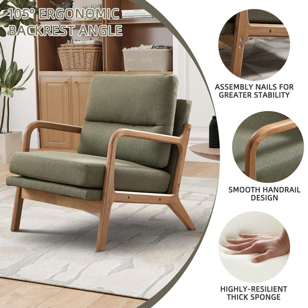 Mid Century Modern Linen Accent Chair Set of 2 J500740