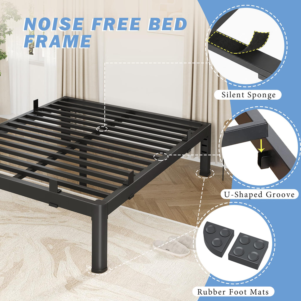 18 Inch Metal King Bed Frame with Steel Support F260849