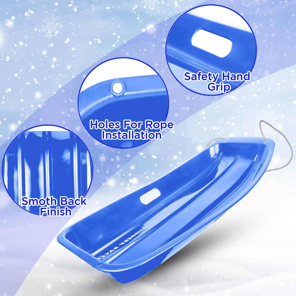 Kids Plastic Toboggan Snow Sled with Pull Rope 2 Pack I615700