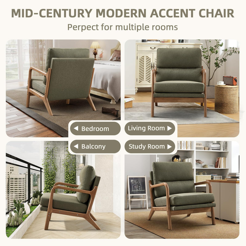 Mid Century Modern Linen Accent Chair Set of 2 J500740
