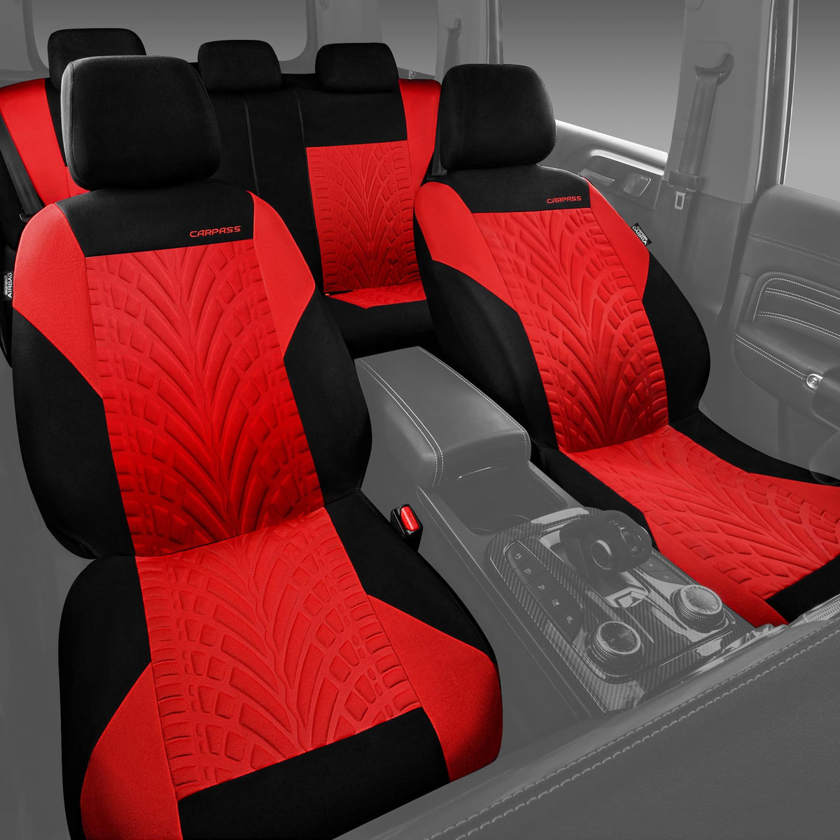 Car Seat Covers Full Sets Black Red H1486