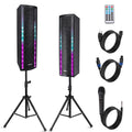 2000W Bluetooth PA Speaker System with LED Lights and Tripod Stands C260713