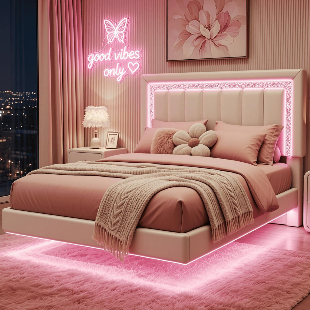 Full Floating Bed Frame with LED Lights D922