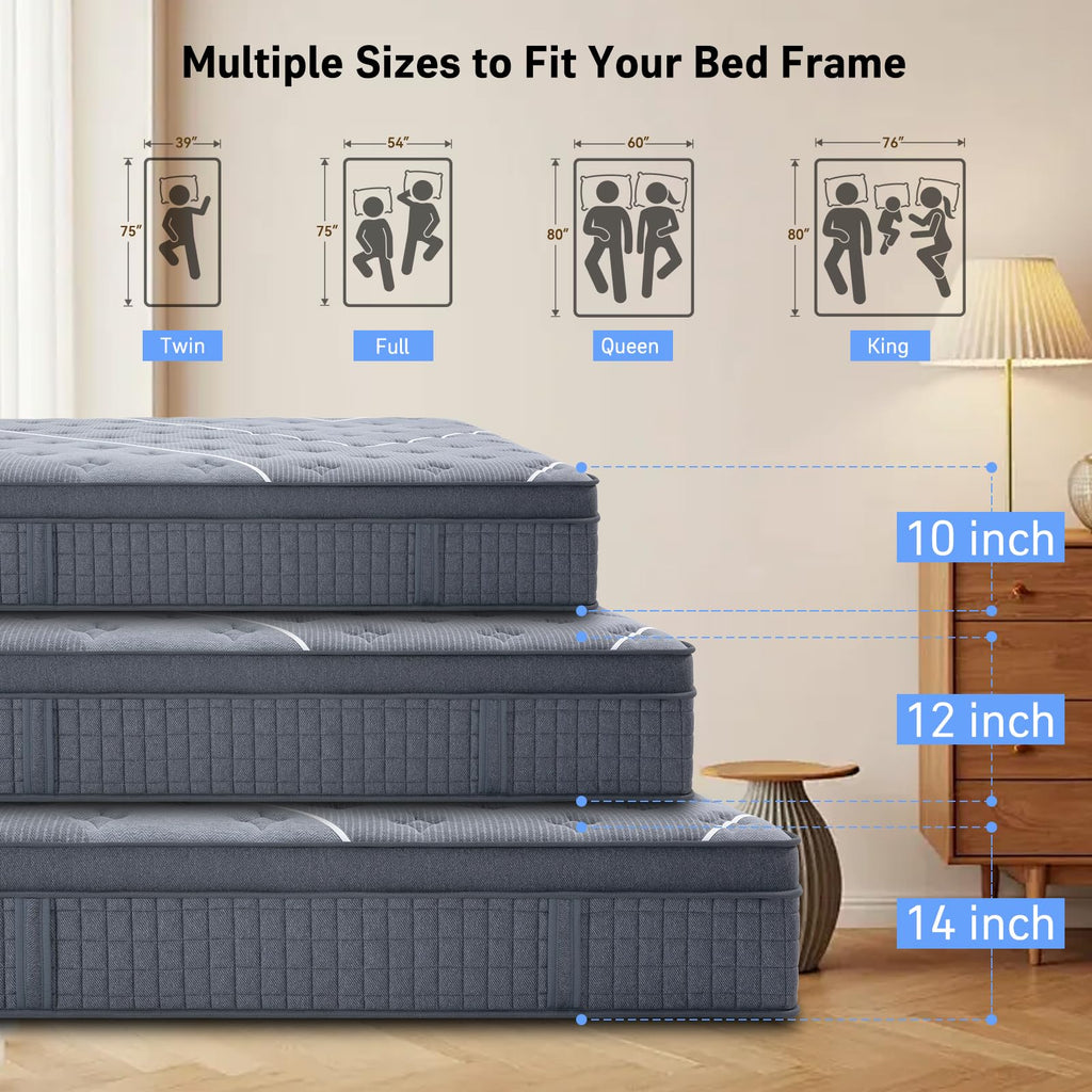12 Inch Gel Memory Foam Hybrid Mattress B502