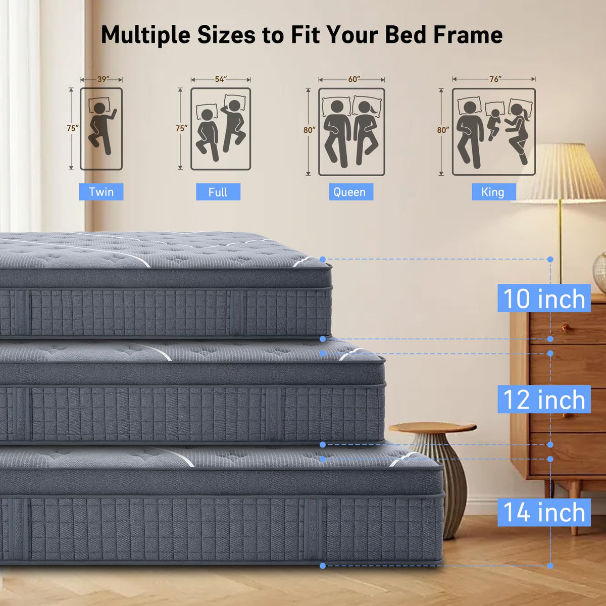 12 Inch Gel Memory Foam Hybrid Mattress B502