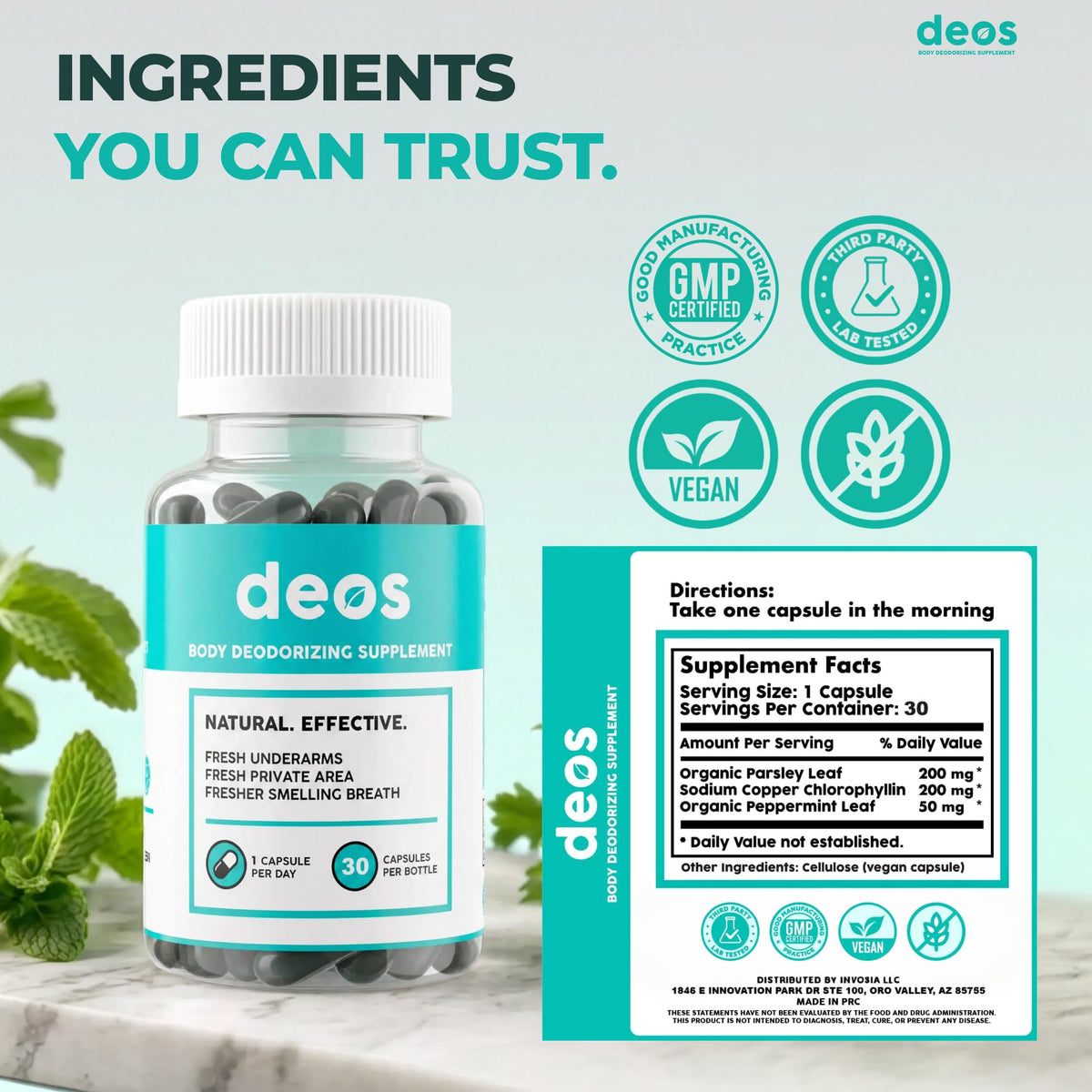 Internal Deodorant Supplement Capsules 30 Pcs I67198