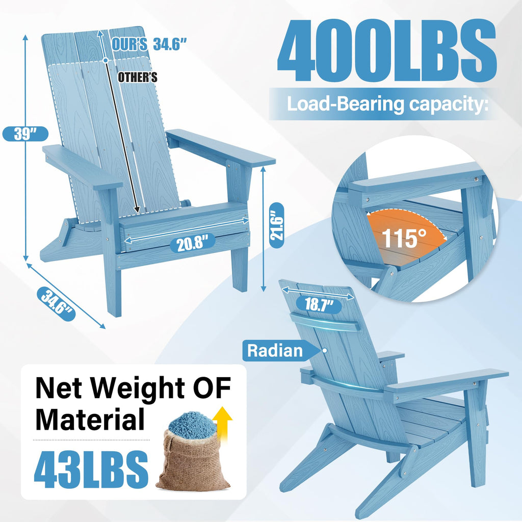 Oversize Folding Plastic Adirondack Chairs Set of 2 D24084