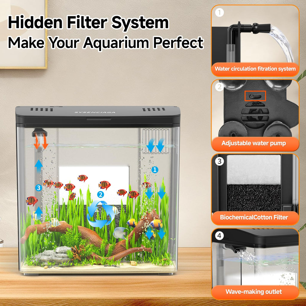 1 Gallon Acrylic Fish Tank Kit with Filter and Light L79413