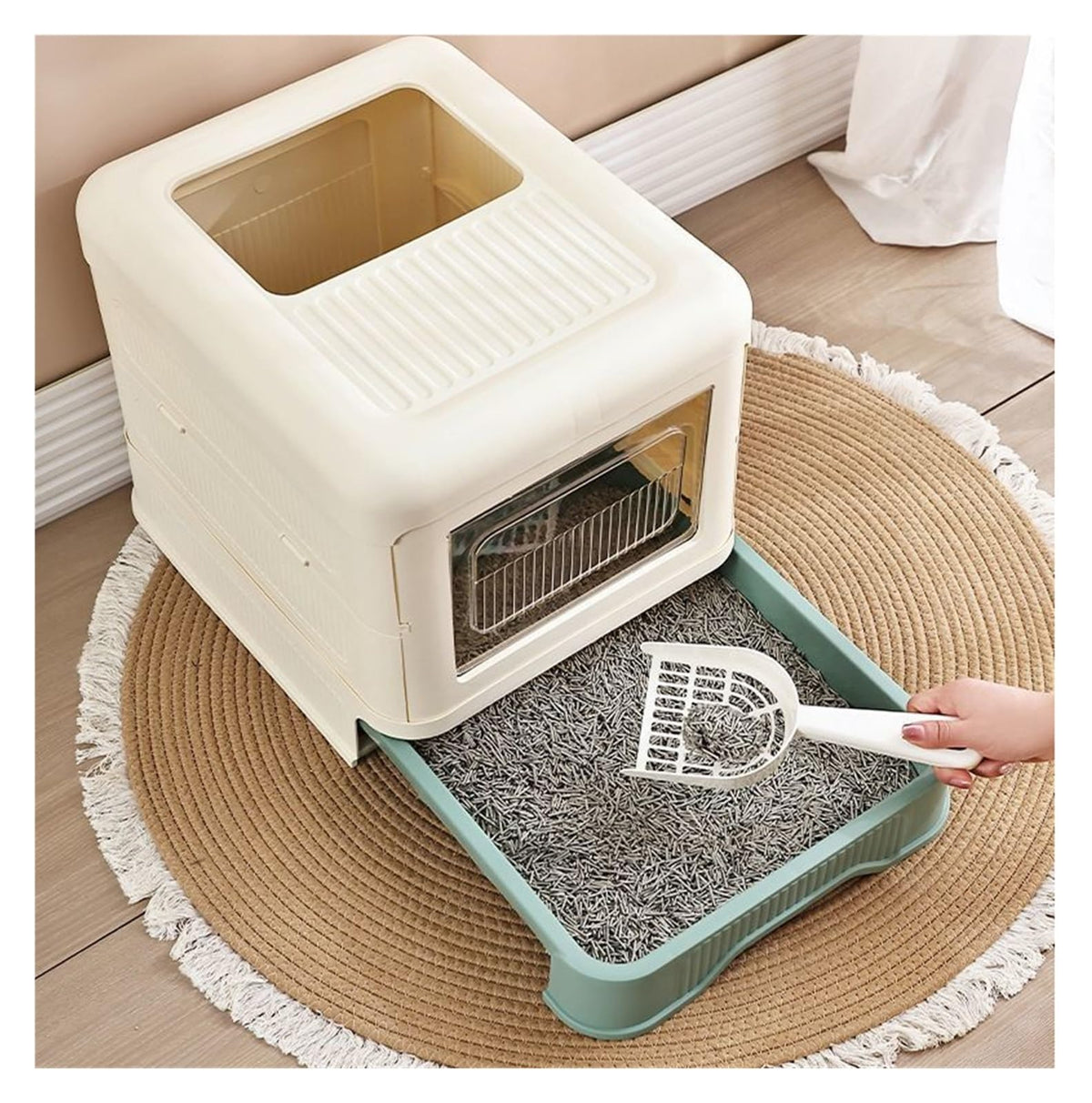 Fully Enclosed Cat Litter Box with Lid and Drawer X32711