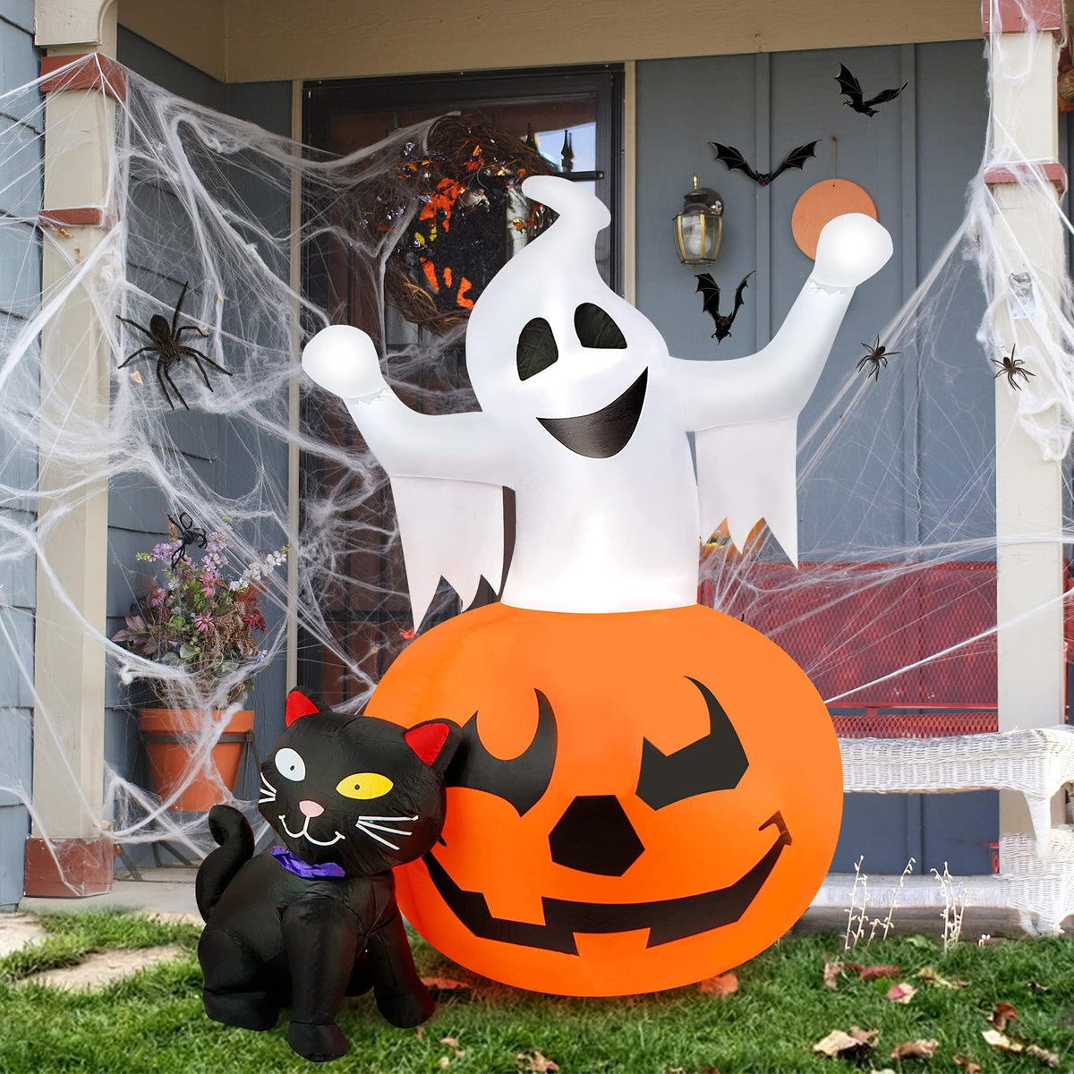 5 FT Halloween Inflatables Outdoor Ghost Pumpkin Black Cat Decor H139