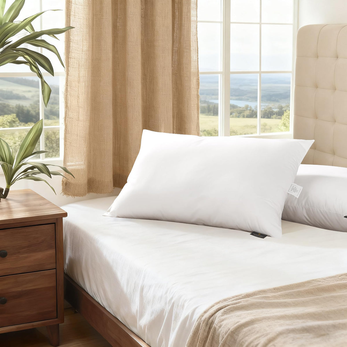 Feather and Down Pillows, 100% Organic Cotton Cover N250631