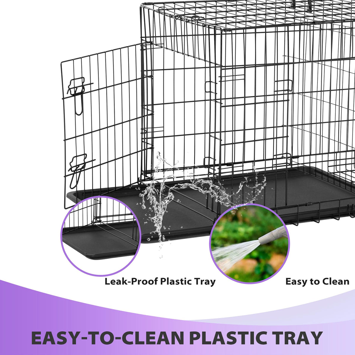 Black Foldable Metal Dog Crate T407
