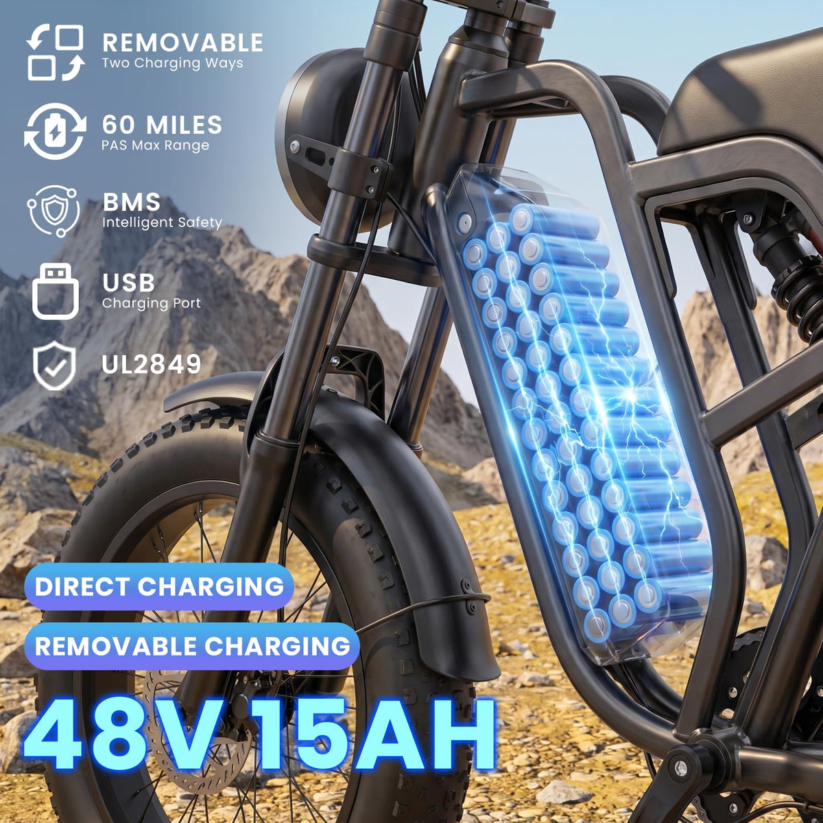 1500W Electric Bike with 48V 15Ah Removable Battery G4333