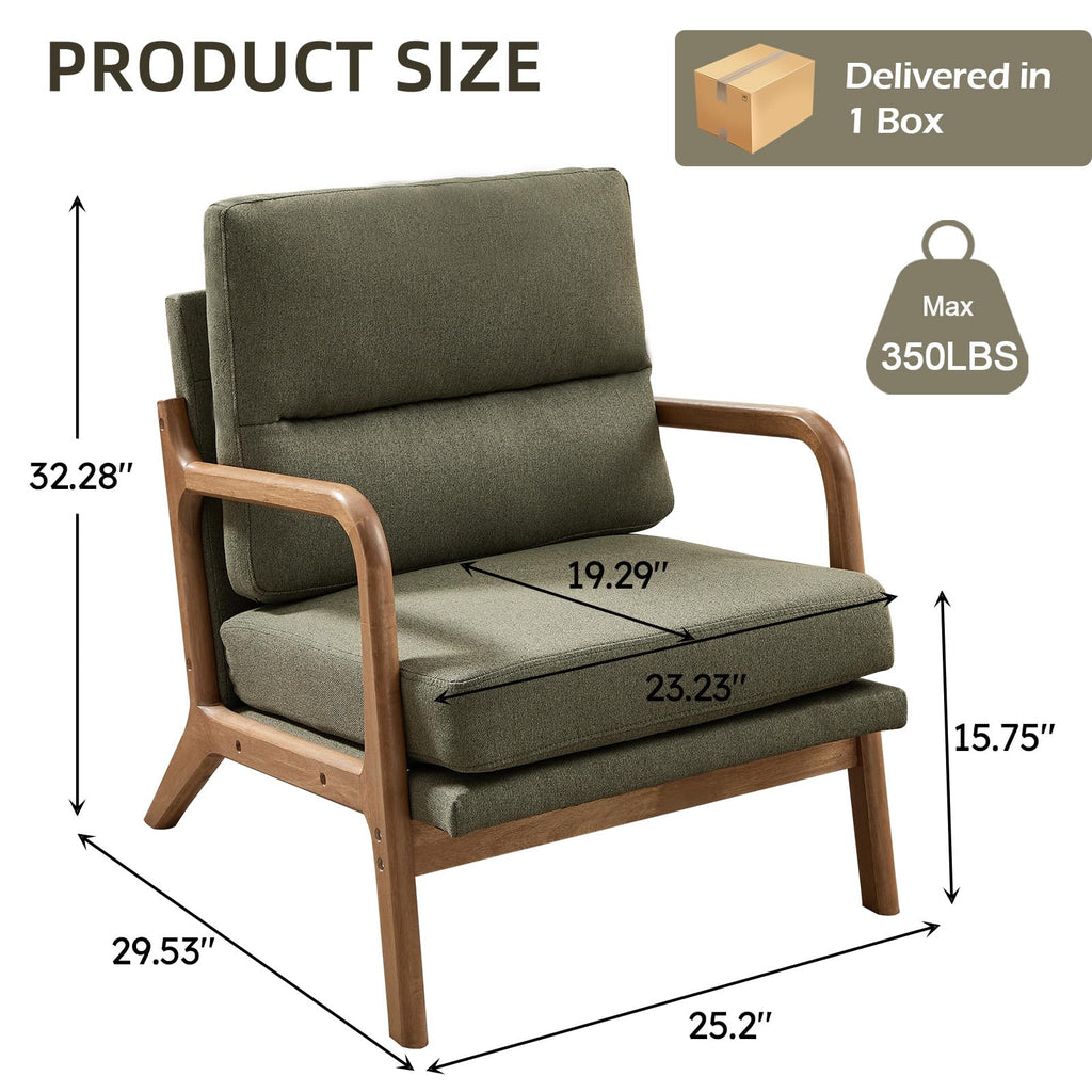 Mid Century Modern Linen Accent Chair Set of 2 J500740