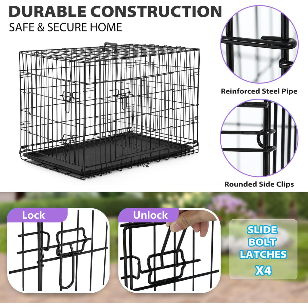 Black Foldable Metal Dog Crate T407