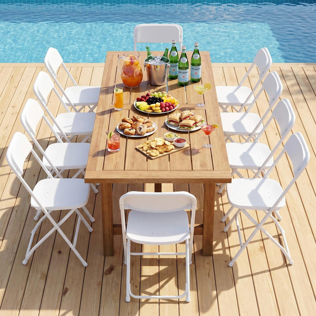 10 Pack White Plastic Folding Chair N628803