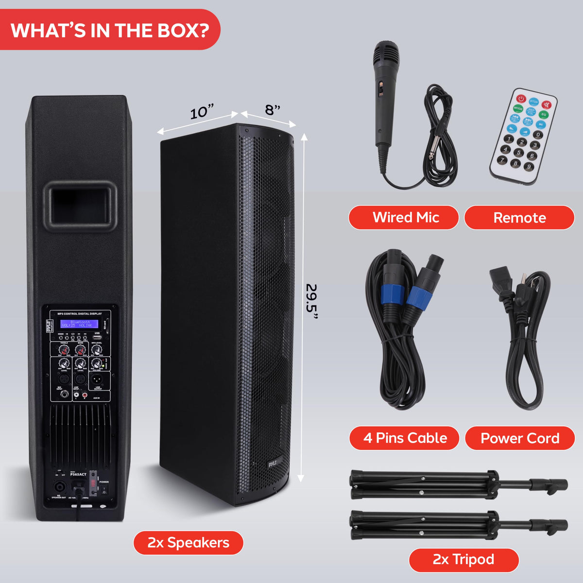 2000W Bluetooth PA Speaker System with LED Lights and Tripod Stands C260713