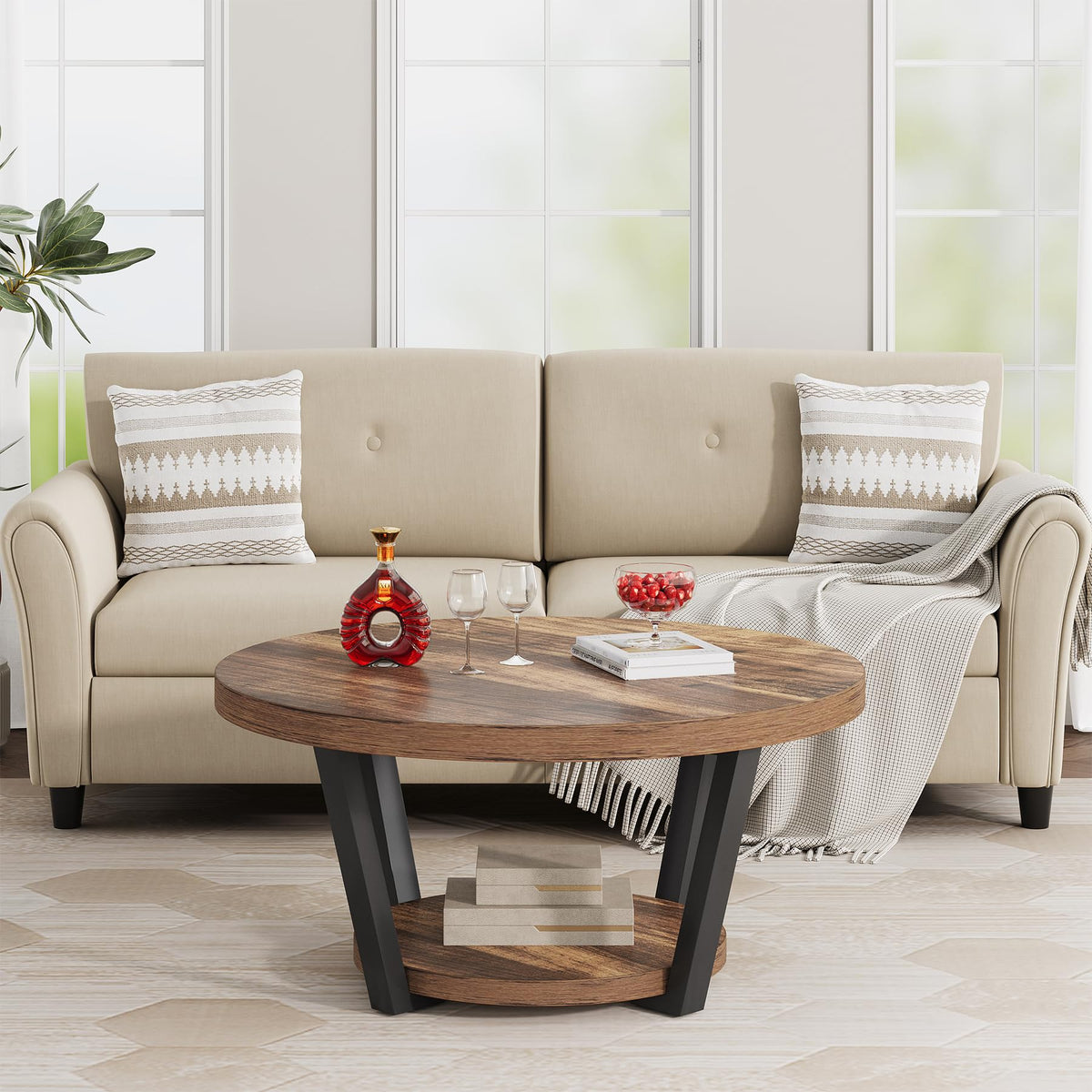 32'' Round Coffee Table with Storage J474473