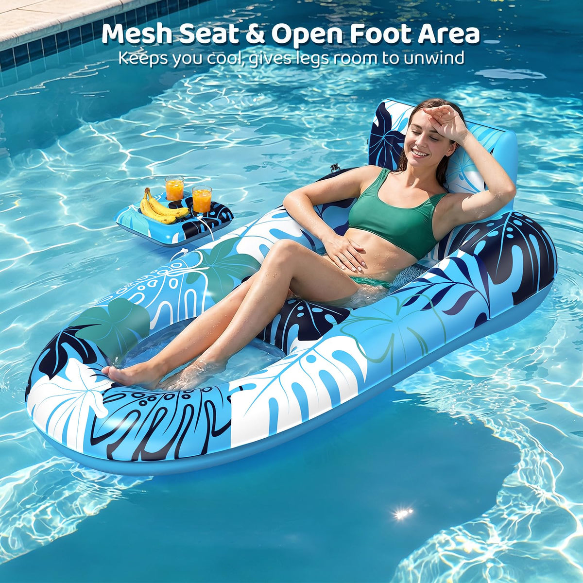 2 Pack Inflatable Pool Floats with Cup Holders M4449