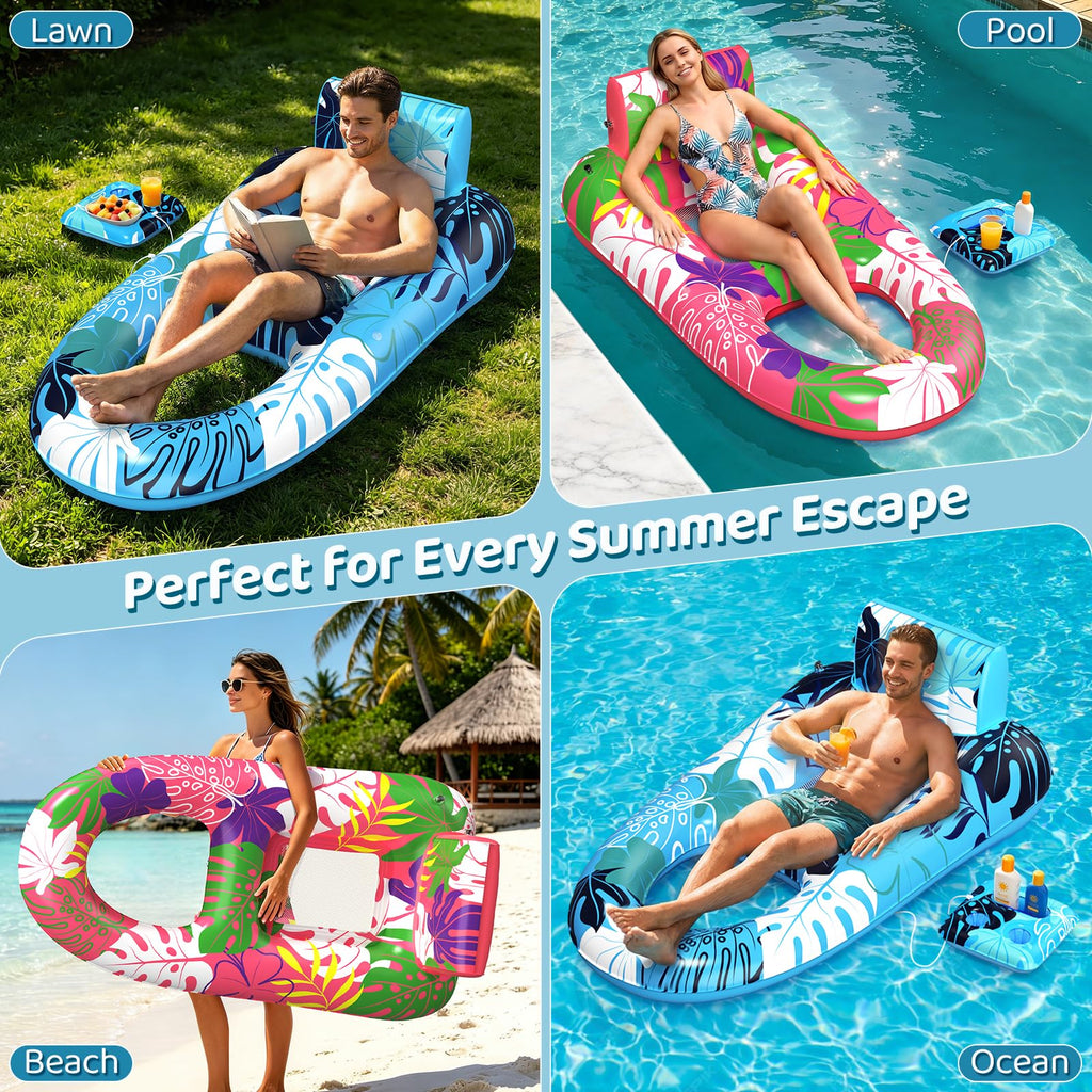 2 Pack Inflatable Pool Floats with Cup Holders M4449