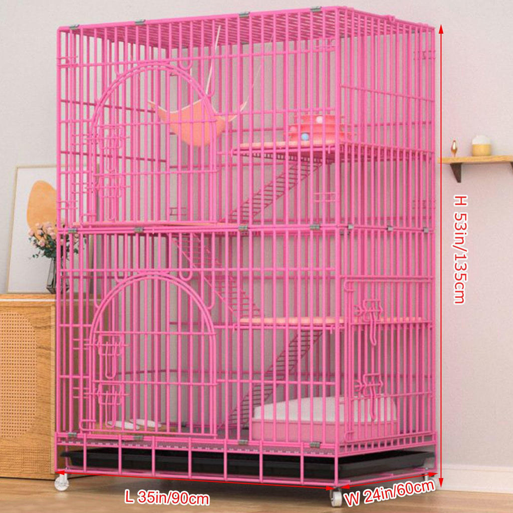 Collapsible Metal Wire Cat Cage with Wheels F900128