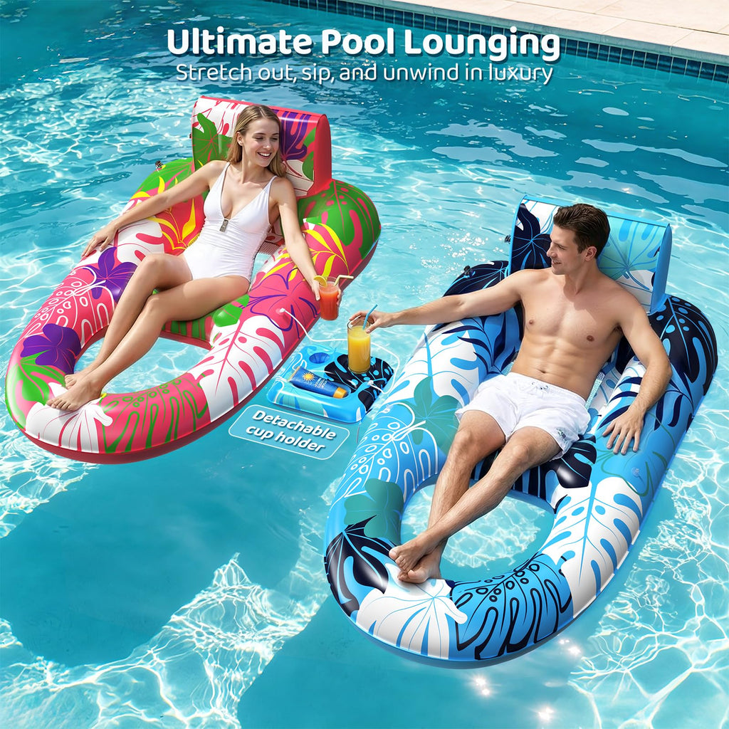 2 Pack Inflatable Pool Floats with Cup Holders M4449