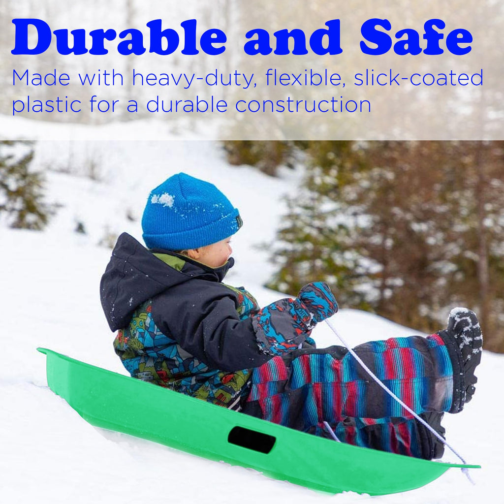 Kids Plastic Toboggan Snow Sled with Pull Rope 2 Pack I615700