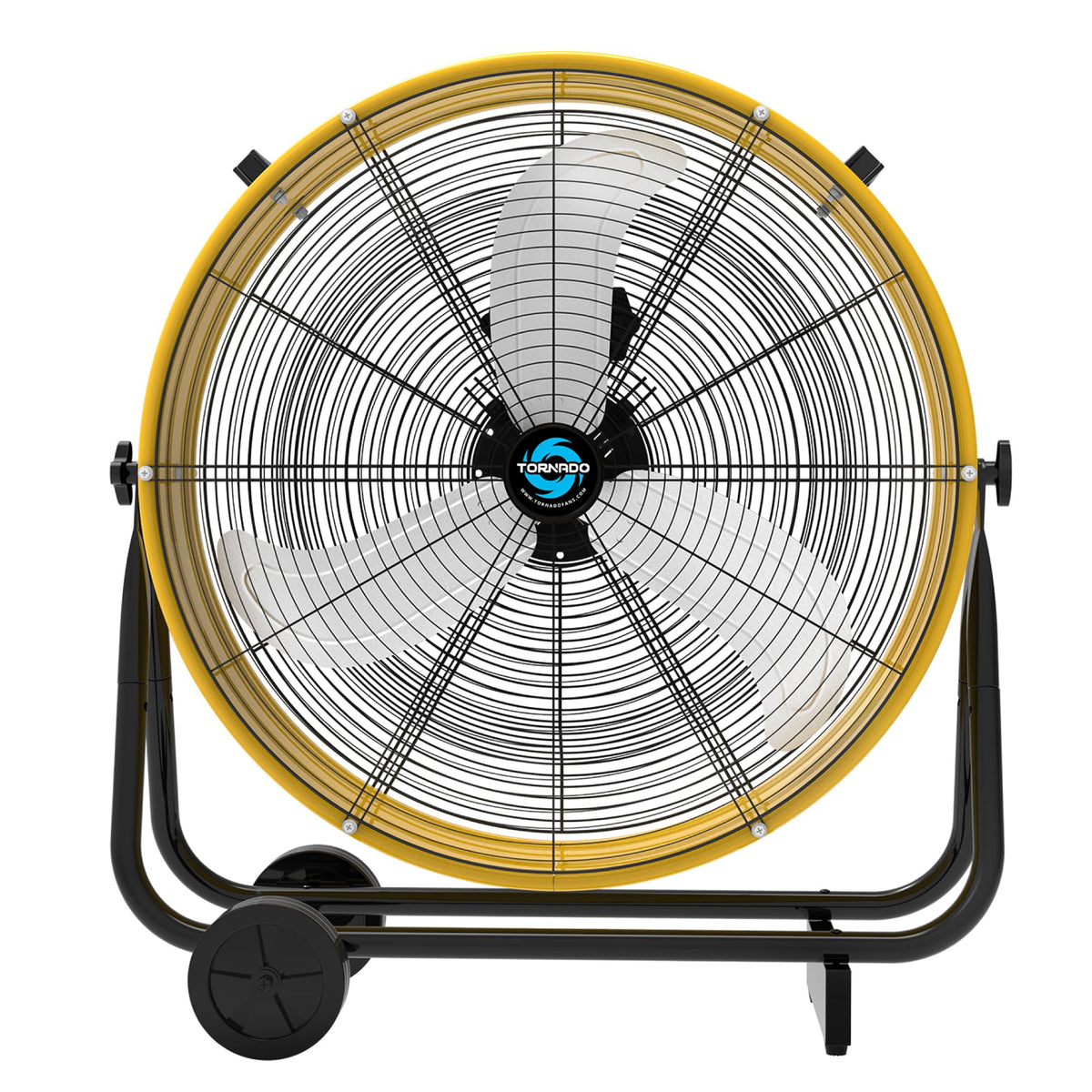 24 Inch High Velocity Tilt Metal Drum Fan Yellow 3 Speed C5789
