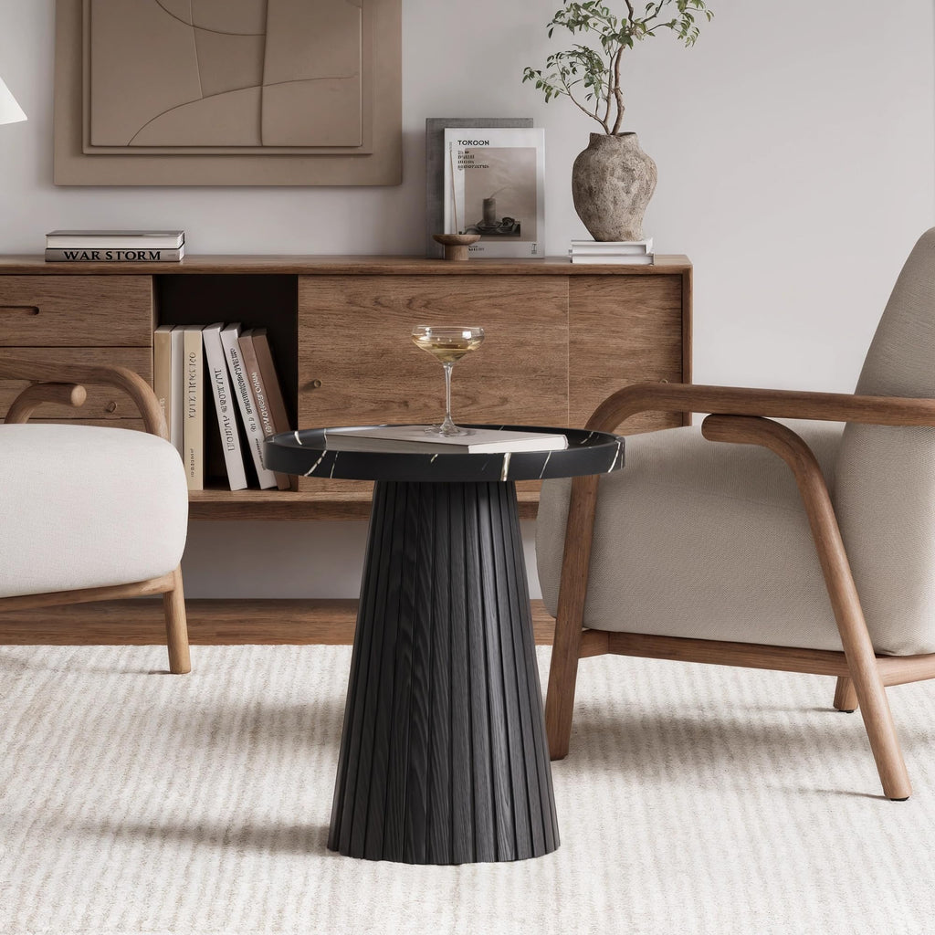 Black Marble Veneer Nesting Coffee Table Set of 2 K3316
