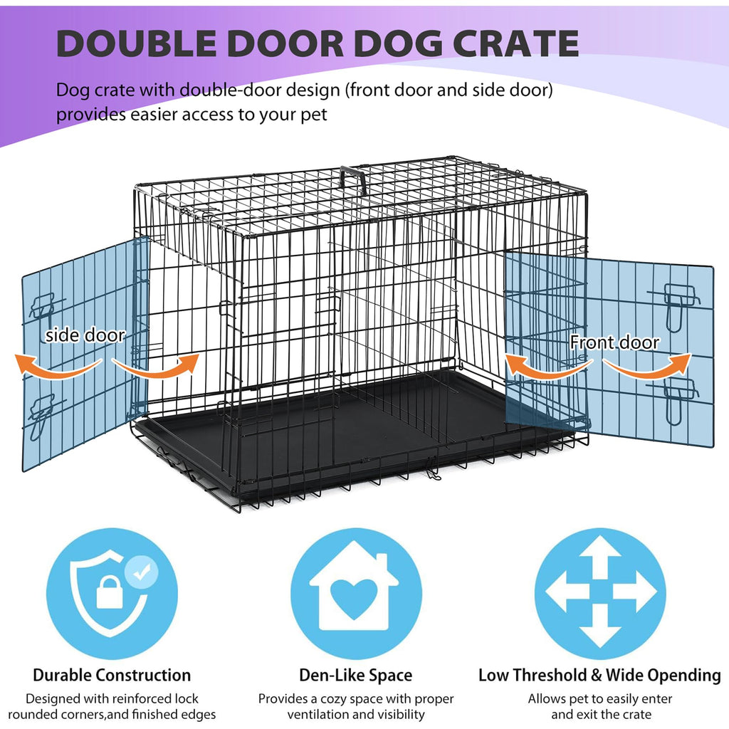 Black Foldable Metal Dog Crate T407