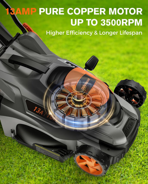 16" 13 Amp Lawn Mower with 13.2-Gallon Bag V4947