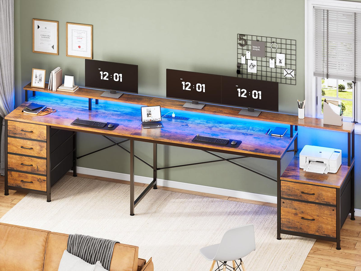 L Shaped Computer Desk with 6 Drawer A2517