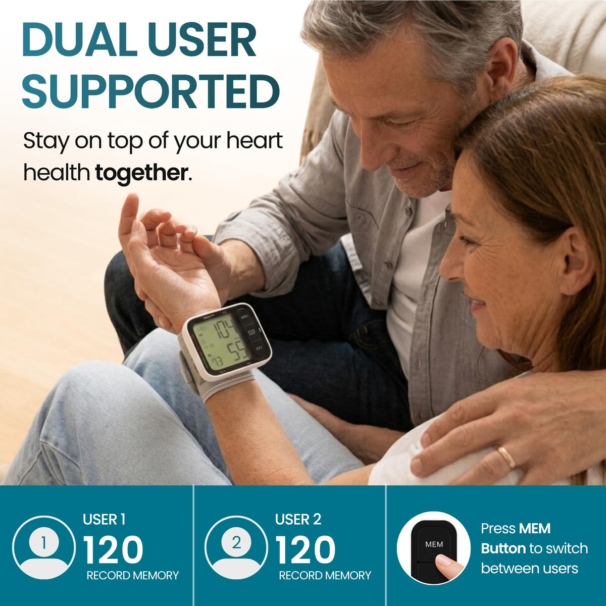 Wrist Blood Pressure Monitor with Large LCD Display and Adjustable Cuff U9357
