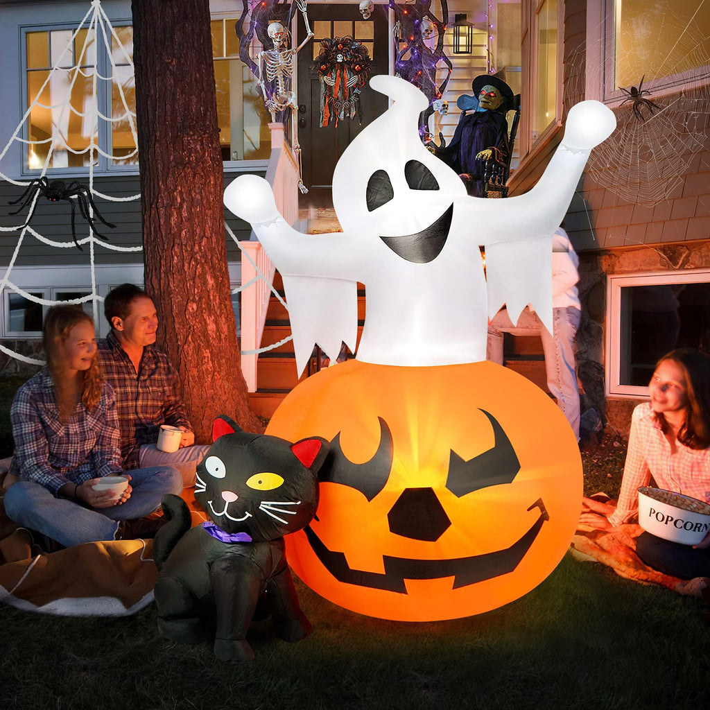 5 FT Halloween Inflatables Outdoor Ghost Pumpkin Black Cat Decor H139