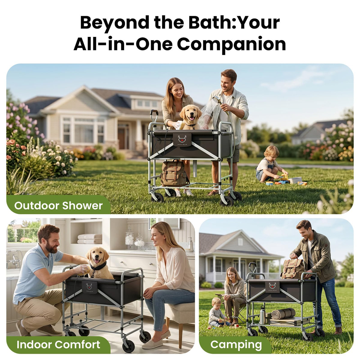 Foldable Dog Bath Cart with Brake U37683