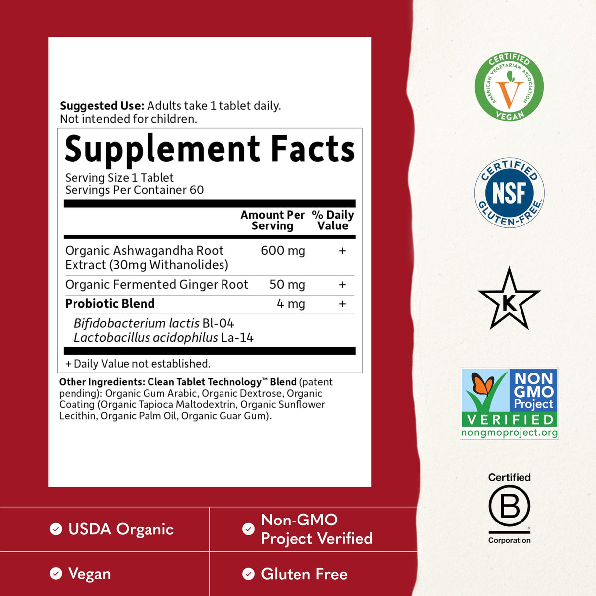 Organic Ashwagandha with Probiotics & Ginger U708549